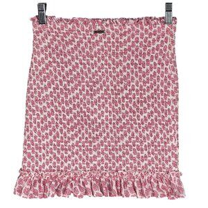 Billabong Eyes On You Mini Skirt S Smocked Pink Floral Ruffle Hem Cute Yet Comfy